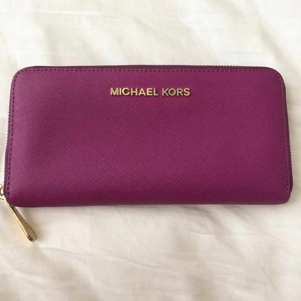 Michael Kors Raspberry Saffiano Leather Wallet